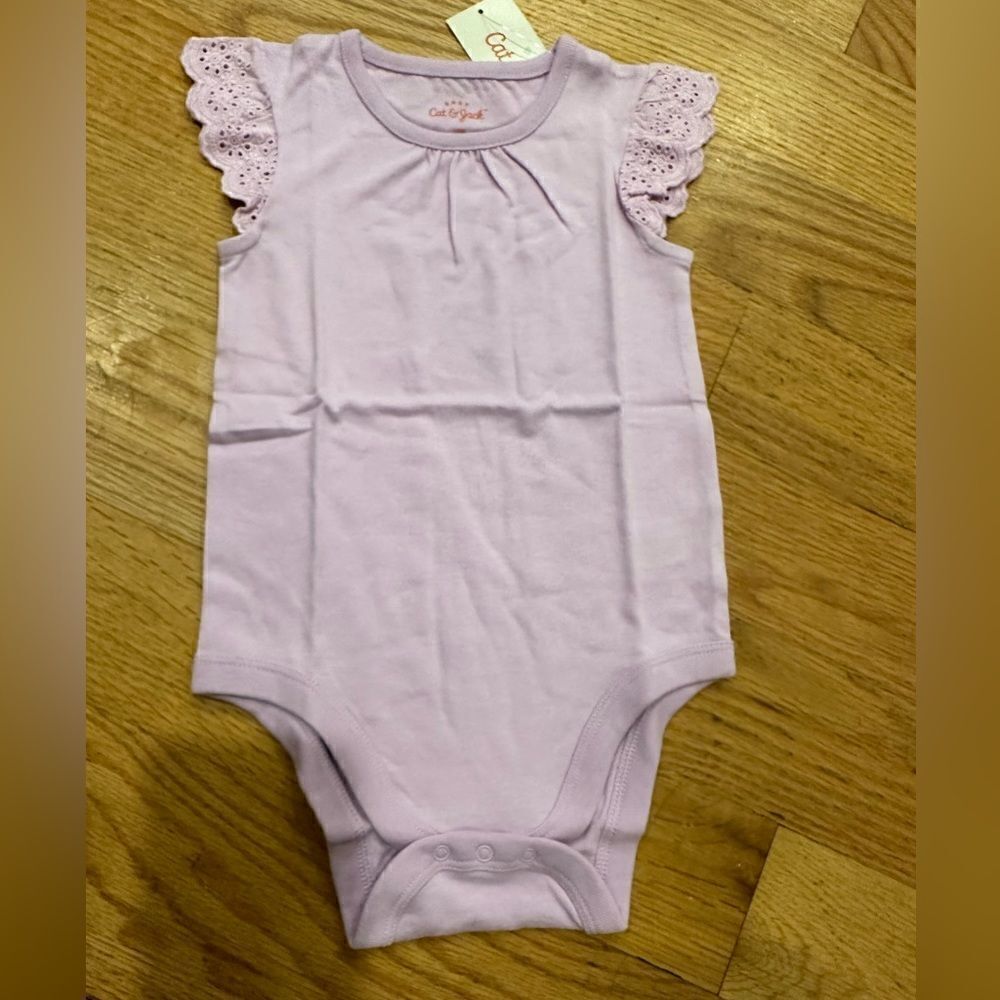 Cat &โJackโBabyโInfant 18mโonesie purpleโruffle sleeve